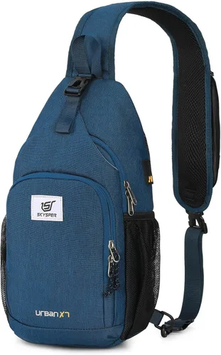 Vista 12 de SKYSPER - Mochila cruzada con bloqueo RFID, mochila de bandolera, mochila para el hombro y el pecho, mochila de viaje y senderismo, para mujeres