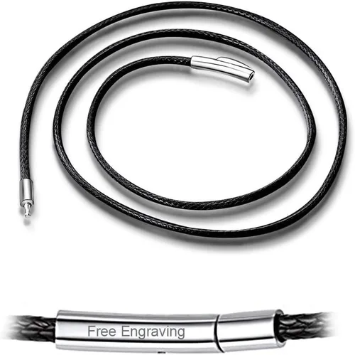 Vista 18 de ChainsHouse Collar de Cuero Negro Trenzado Impermeable con Cierre, Cadena de Cuerda DIY para Hombre y Mujer para Colgante, Personalización a. 0.079