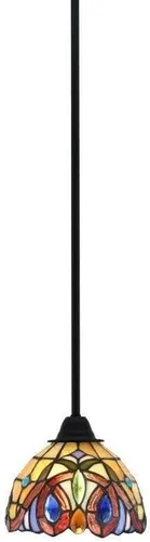 Vista 56 de Toltec Lighting Paramount - Mini colgante de 1 luz en acabado negro mate con cristal de arte perla de 7 pulgadas y estilo negro