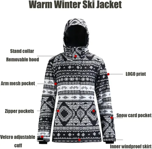 Vista 2 de GS SNOWING Conjunto de chaquetas y pantalones de esquí para mujer, resistente al viento, impermeable, aislado, para invierno, cálido, snowboard