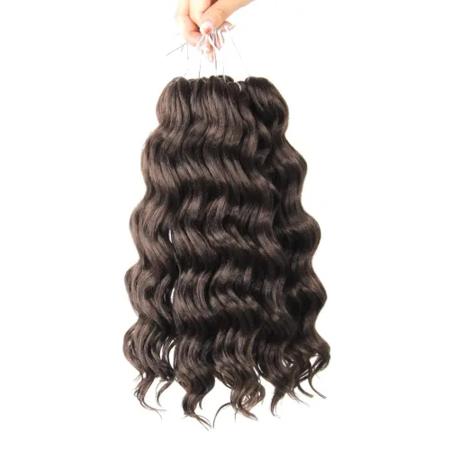 Vista 24 de Pelo de onda marina con trenzas de ganchillo, 6 pulgadas, 8 paquetes, trenzas rizadas suaves y profundas, extensiones de pelo sintético ondulado