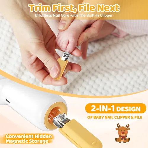 Vista 7 de Lima de uñas eléctrica para bebés con luz LED, USB - Recargable