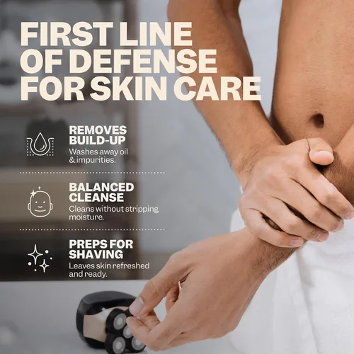 Vista 4 de Freebird Limpiador diario de cuerpo y cara para hombres, limpiador desintoxicante de piel con vitamina E y ácido salicílico, lavado exfoliante