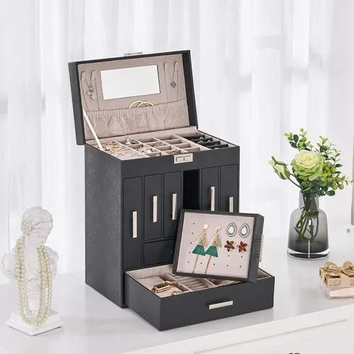 Vista 6 de ANWBROAD Jewelry Box Jewelry Organizer Box Large Jewlrey Boxes Gift for Women Jewelry Holder with Drawer for Necklace Earring Ring Bracelet Watches