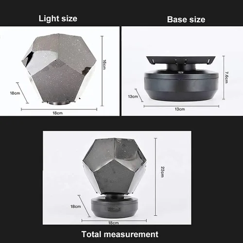 Vista 2 de Hyuduo Lámpara de proyección de estrella DC 5V, 3 cuentas LED, material ABS y PP, carga de batería USB, lámpara de proyección nocturna