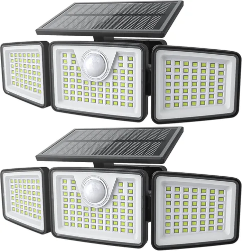 Vista 11 de Daphino - Luces solares para exteriores de 2500 lm con sensor de movimiento, luces de calle de 3 cabezales con ángulo amplio de 270°, iluminación