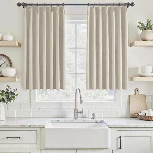 Vista 38 de UHITECH Cortinas plisadas pequeñas de 35 pulgadas de largo, cortinas opacas cortas para ventanas de sótano, aislamiento térmico, cortinas opacas