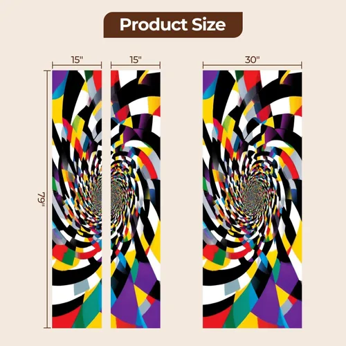 Vista 6 de Calcomanías para puerta, arte de pared 3D con mareos, color blanco y negro, colores primarios, murales, papel tapiz autoadhesivo para puerta, póster