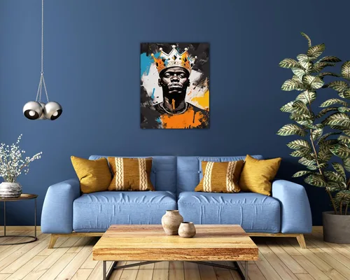 Vista 232 de Arte de pared afroamericano, decoración de rey y reina bailarín negro para sala de estar, arte de pareja de amor negro para dormitorio, lienzo