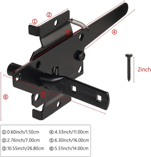 Vista 7 de JIAHOO Pestillo de puerta de montaje en poste para valla de madera, hardware de cierre automático resistente para puerta de piscina/jardín
