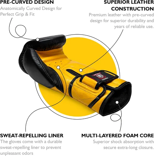 Vista 4 de Invincible Fight Gear Professional Hook and Loop Leather Training Boxing Gloves v2.0 - Ideal for Boxing, Kickboxing, Muay Thai, MMA for Men Women