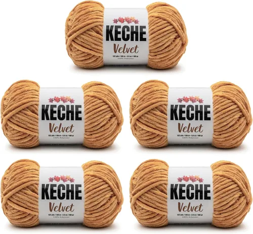 Vista 173 de Keche Hilo para ganchillo, hilo de terciopelo, chenilla suave, manta de bebé voluminosa amigurumi Yarn 3.53 oz (132 yardas) - Arona