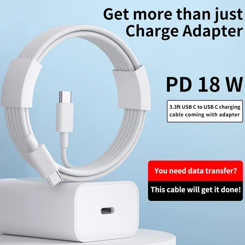 Vista 3 de Jiunai Cargador de pared USB C para iPhone 17 Pro 16 15 Pixel 10 9, bloque de carga enchufable de 18 W, cable USB C de 3.3 pies, suministro
