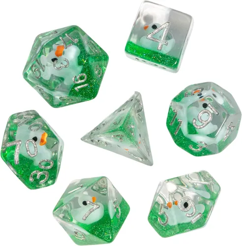 Vista 22 de Cusdie 8 dados DND, juego de dados poliédricos rellenos de animales, juego de dados de animales para juegos de rol, dados D&D