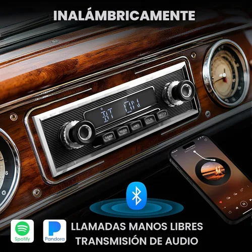 Vista 2 de Receptor de radio de coche Bluetooth retro: Estéreo vintage de un solo