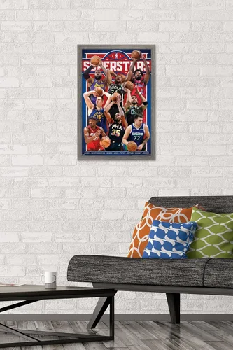 Vista 2 de Trends International NBA League Superstars 23 - Póster de pared, 22.4 pulgadas de largo x 14.7 pulgadas, versión enmarcada de madera de granero