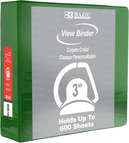 Vista 16 de BAZIC Products Carpeta de 3 anillos de 3 pulgadas, organizador de anillos en D inclinados, color negro, capacidad para 600 hojas de papel