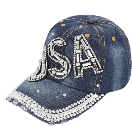 Vista 2 de Zoolaropy Gorra de béisbol para mujer hombre brillante VIP USA con tachuelas de cristal ajustable
