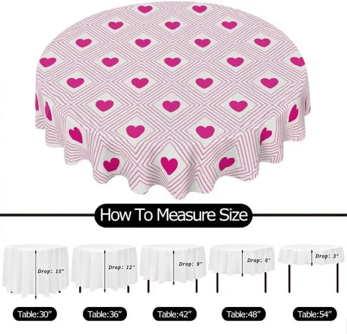Vista 6 de Mantel redondo de líneas geométricas e impresiones de amor, mantel lavable, resistente a las arrugas, para el hogar, cocina, comedor, picnic