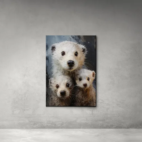 Vista 5 de Fox Mother Cub Print, In The Style Of Stencil,Based, Ivory, Kids Wall Art, Kids Wall Art Display, Mom And Baby Animal Art Print, Canvas, Art Decor