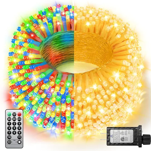 Vista 11 de 380 luces LED de Navidad de 125 pies, guirnalda de luces para exteriores, impermeables, temporizador y memoria, 8 modos regulables, para árbol