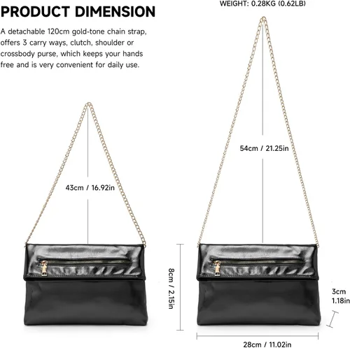 Vista 4 de Bolso de mano para mujer, bolso de noche con correa de cadena, sobre de moda, bolso cruzado de boda formal
