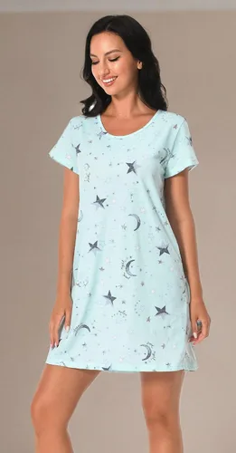 Vista 6 de Paquete de 3 camisones para mujer, de algodón suave, manga corta, camisas de noche con estampado para dormir