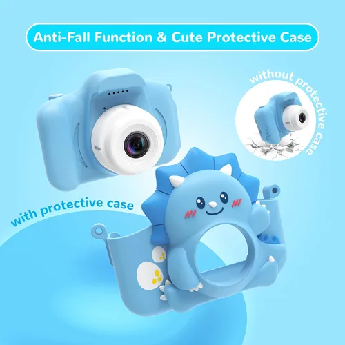 Vista 6 de Cámara para niños para niñas y niños, cámara digital HiMont para niños con tarjeta TF de 32 GB, cámara para niños de 1080P y cámara de video selfie