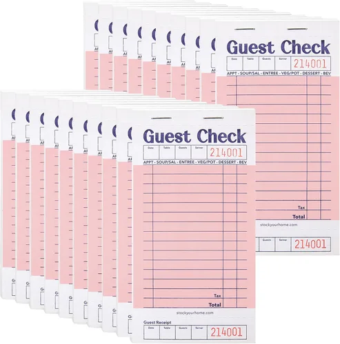 Vista 9 de Stock Your Home Libros de Cheques de Huéspedes en Blanco y Negro para Meseros (Paquete de 5) Blocs de Notas de Mesero, Talonario de Cheques