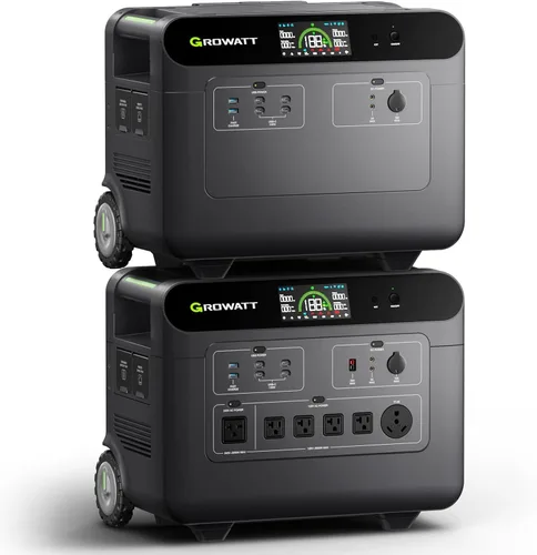 Vista 10 de GROWATT HELIOS 3600 Estación de energía portátil, batería LFP de 3600 Wh, expandible a salida de CA de 240 V/7200 W, hasta 36 kWh, generador