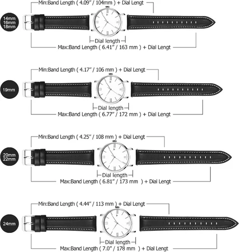 Vista 6 de Fullmosa Genuine Leather 14mm 16mm 18mm 19mm 20mm 22mm and 24mm Watch Bands, Quick Release Watch Band for Men and Women, Fits Samsung Galaxy Watch