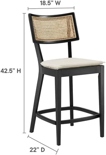 Vista 3 de Modway Taburetes de madera Caledonia - Juego de 2 taburetes en negro y beige Negro Beige