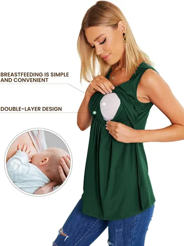 Vista 2 de Ekouaer Camisetas sin mangas de lactancia para mujer, paquete de 3