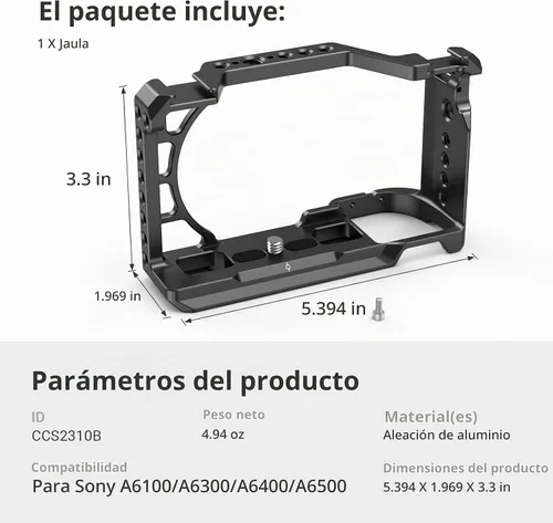 Vista 6 de SmallRig - Soporte de jaula de cámara de aleación de aluminio para Sony