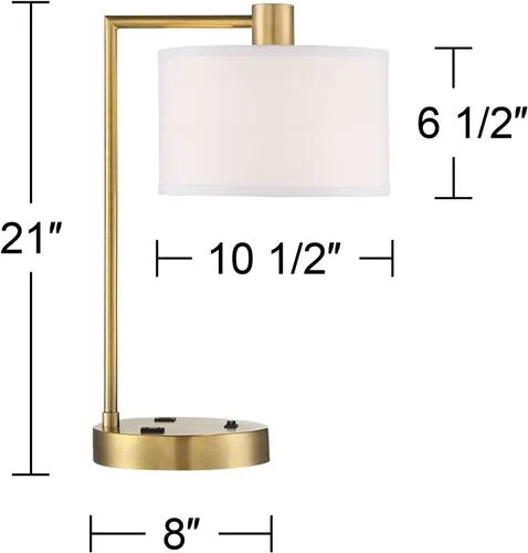 Vista 4 de 360 Lighting Colby - Lámpara de mesa moderna de 21 pulgadas con puertos de carga USB A+C y toma de corriente alterna en base de latón, pantalla