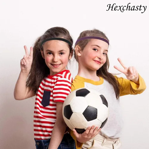 Vista 5 de Hexchasty 9 diademas elásticas delgadas para mujeres, diademas elásticas delgadas, bandas deportivas para el cabello para mujeres, hombres, niñas