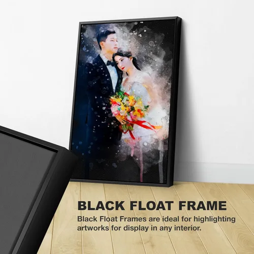Vista 4 de Awesometik Pintura de acuarela personalizada de foto con fondo oscuro, impresión de ilustración de boda, obra de arte personalizada, lienzo y póster