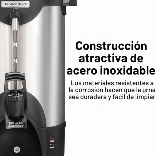 Vista 5 de Hamilton Beach Commercial Urna de café de acero inoxidable de 40 tazas de doble pared, 120 V, certificado NSF (HCU040S)