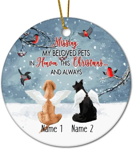 Vista 9 de Personalized Pet Memorial Ornament, Miss My Beloved Pets in Heaven Ornament, Dog Christmas Ornament, Pet Loss Gift, Dog Angel Wings Ornament, Custom