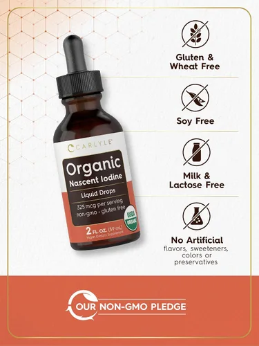 Vista 4 de Carlyle Gotas líquidas orgánicas de yodo naciente 2 onzas líquidas Suplemento vegano Sin OMG, sin gluten