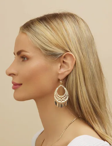 Vista 4 de Barzel Aretes colgantes chapados en oro de 18 quilates, hechos en Brasil