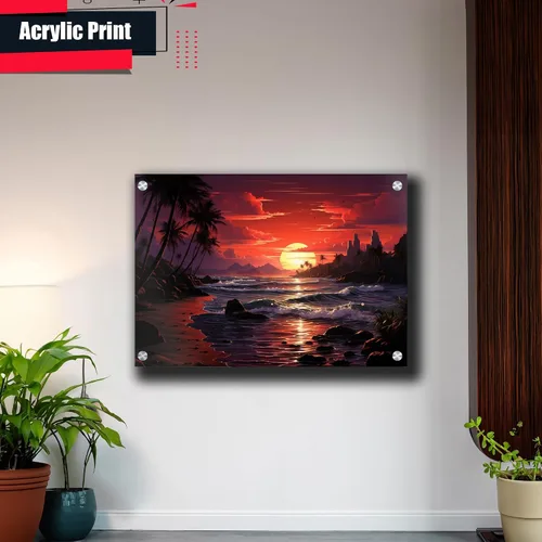 Vista 4 de Neon Sunset Vibes Florida Synthwave Sunset Framed poster Print, Retro Miami Style Wall Art, Decor poster, Art Decor