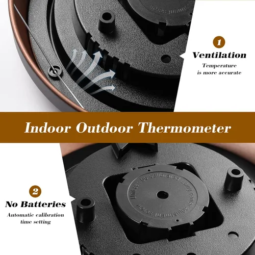 Vista 4 de Termómetro higrómetro para exteriores, termómetro inalámbrico de 8 pulgadas, termómetro de interior para temperatura del hogar, sin batería