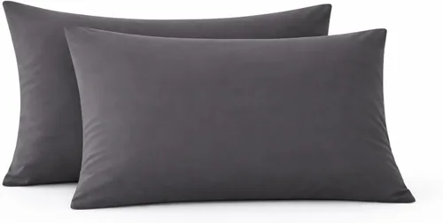 Vista 25 de Evolive Juego de 2 fundas de almohada de microfibra cepillada ultra suave con cierre de sobre (tamaño estándar de 20 x 30 pulgadas, color negro)