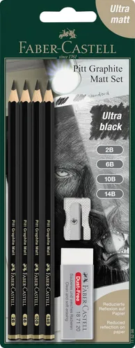 Vista 10 de Faber-Castell 3 Lápices de Grafito Mate Pitt en Lata - 10B, 12B, 14B - Lápices de Grafito Negro Mate