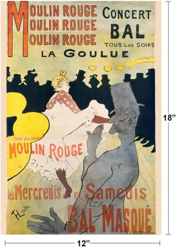 Vista 3 de Póster de Moulin Rouge Masked Ball Dance Paris France Toulouse Lautrec Vintage Style Nouveau French Cool Wall Art Poster de 12 x 18 pulgadas