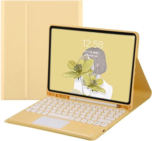 Vista 7 de Funda de teclado con panel táctil para Galaxy Tab A8 de 10.5 pulgadas 2022 (SM-X200/X205/X207), funda de teclado inteligente delgada con lindo