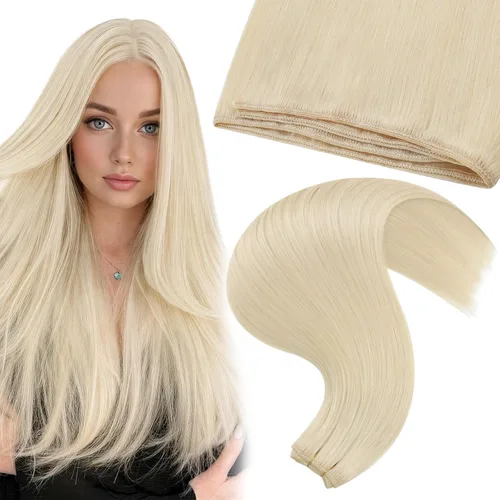 Vista 13 de Moresoo Extensiones de cabello humano real para coser, color negro natural