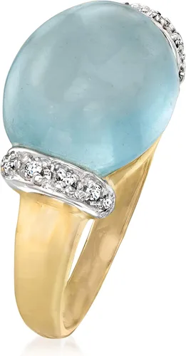 Vista 3 de Ross-Simons 12.00 Carat Aquamarine Ring With Diamond Accents in 14kt Yellow Gold
