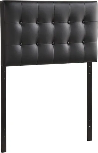Vista 3 de Cabecero de cama individual, Modway Emily, tapizado en vinilo de color blanco, Poliuretano, Vinilo negro